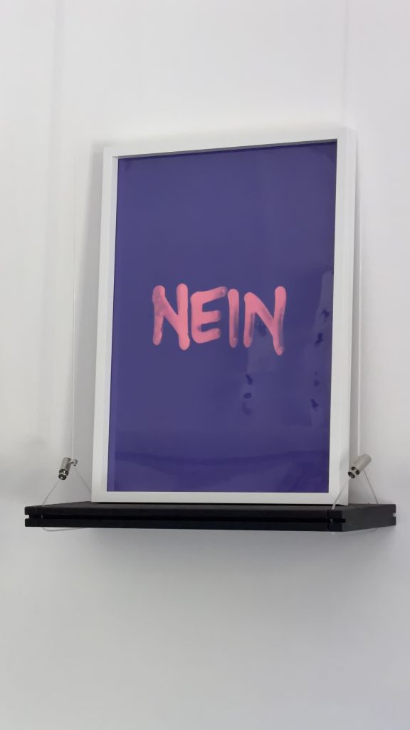 „NEIN“ – handgeschriebenes Unikat im Rahmen